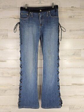 NO BOUNDARIES Liz Claiborne Y2K Lace‑Up Side Bootcut Jeans Women’s Size 8 ??????